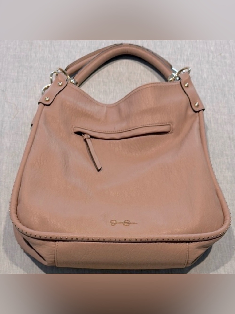 Jessica Simpson Tan Shoulder Bag with Gold Accents
